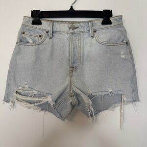 GRLFRND Helena High Rise Cut Off Shorts Palm Springs Jeans Denim Blue Sz 26